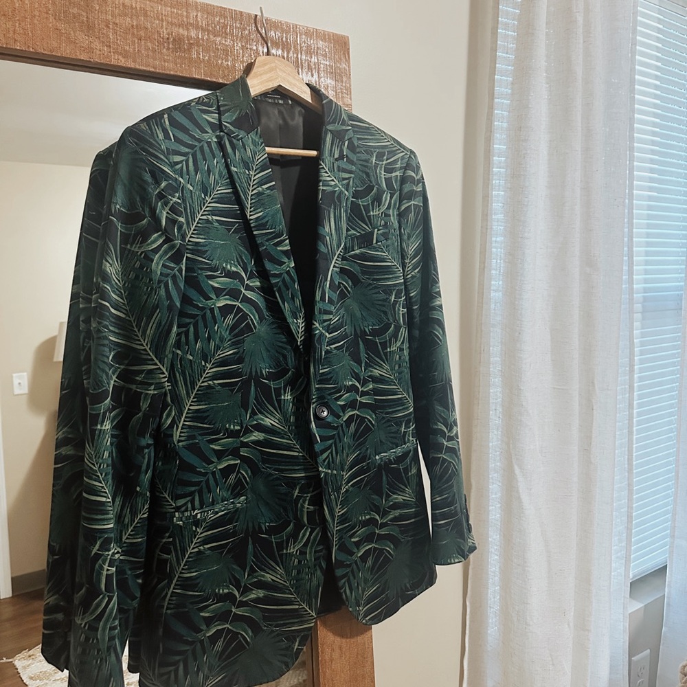 Green Printed suit coat